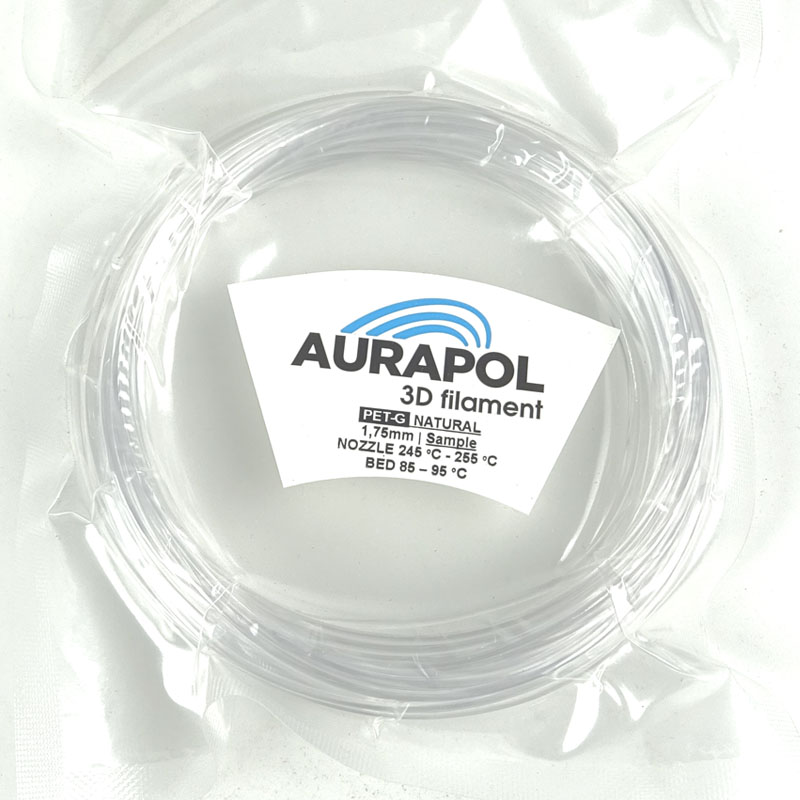 AURAPOL Vzorka PET-G 3D Filament Natural 1,75 mm