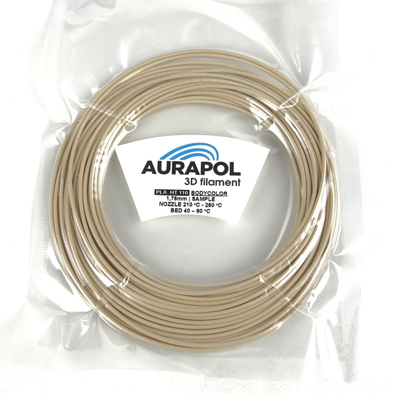 AURAPOL Vzorka PLA HT110 3D Filament Telová farba 1,75 mm