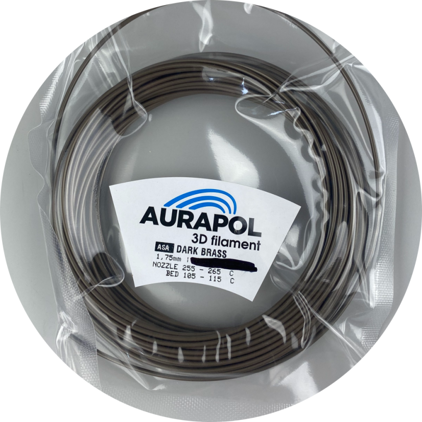 AURAPOL Vzorek ASA 3D Dark Brass 1,75m