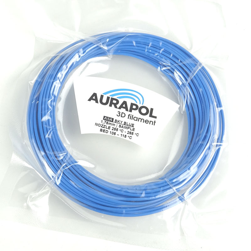 AURAPOL Vzorek ASA 3D Filament Nebesky modrá 1,75 mm