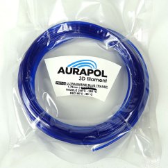 AURAPOL Vzorka PET-G 3D Filament Ultramarínová modrá transparentná 1,75 mm