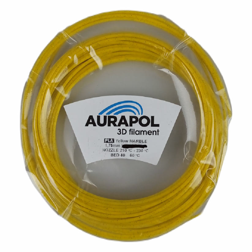 AURAPOL Przykładowy filament PLA 3D Yellow Marble 1,75 mm