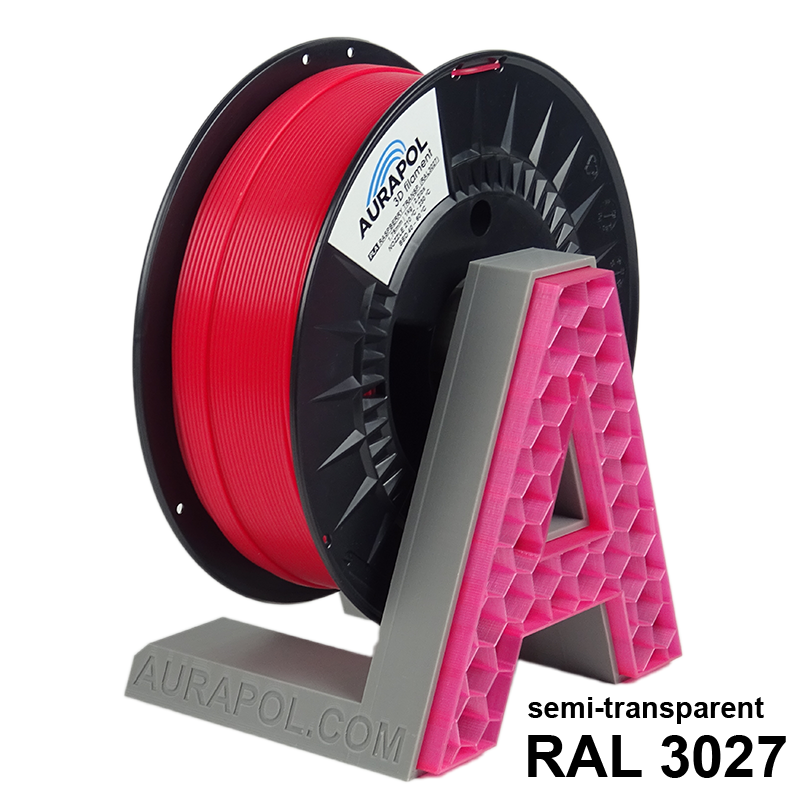 AURAPOL PLA 3D Filament Malina częściowo przezroczysta 1 kg 1.75 mm