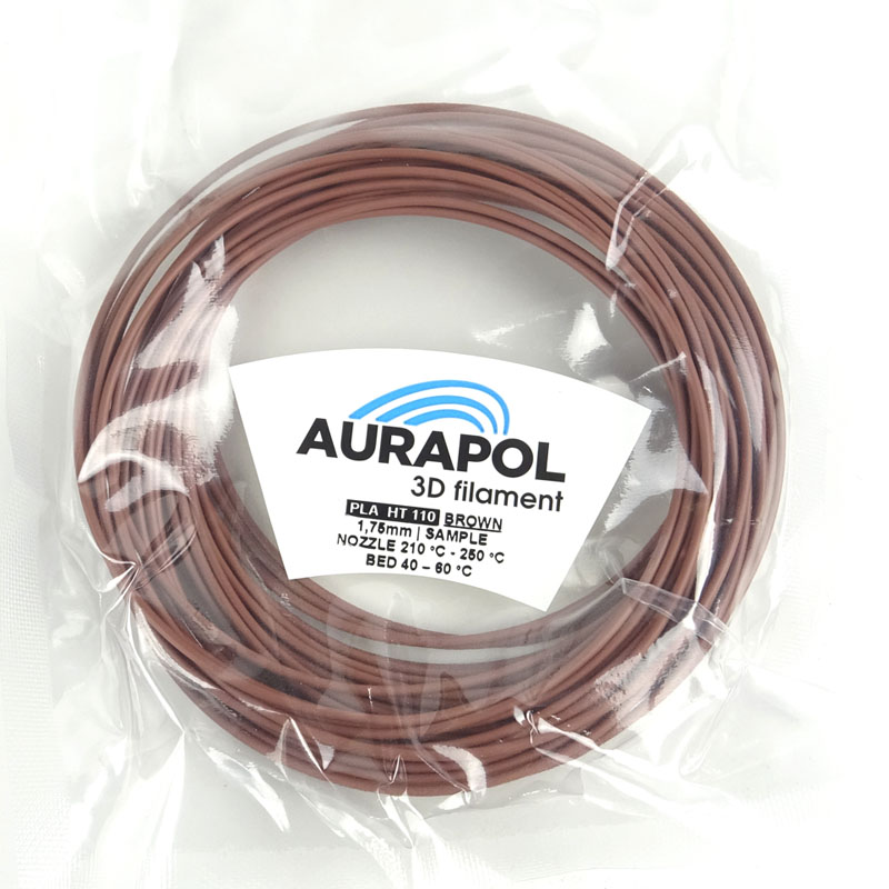 AURAPOL Vzorek PLA HT110 3D Filament Hnědá 1,75 mm