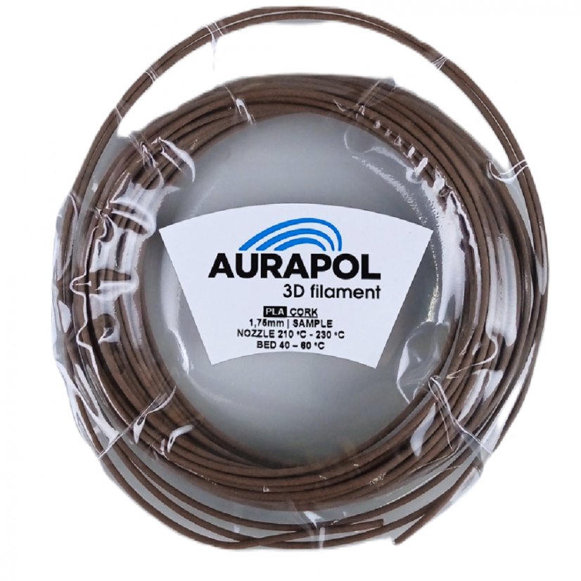 AURAPOL Vzorek PLA 3D Filament Wood cork 1,75 mm