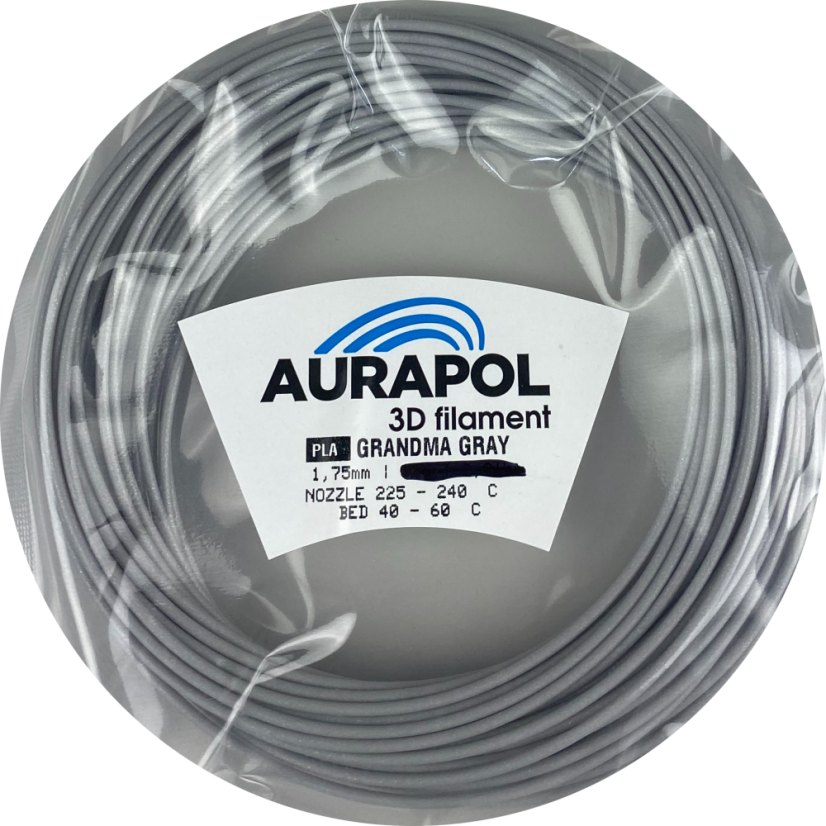 AURAPOL Vzorka PLA 3D Grandma gray 1,75m