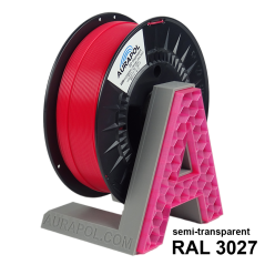 AURAPOL PLA 3D Filament Malina częściowo przezroczysta 1 kg 1.75 mm