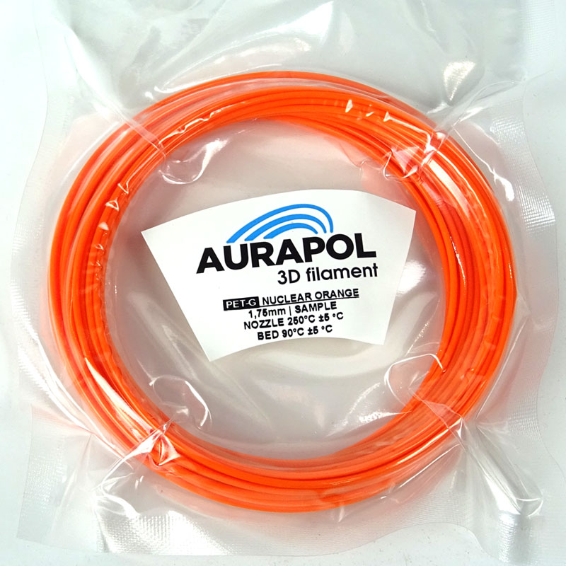 AURAPOL Sample PET-G 3D Filament Nuclear Orange 1.75 mm