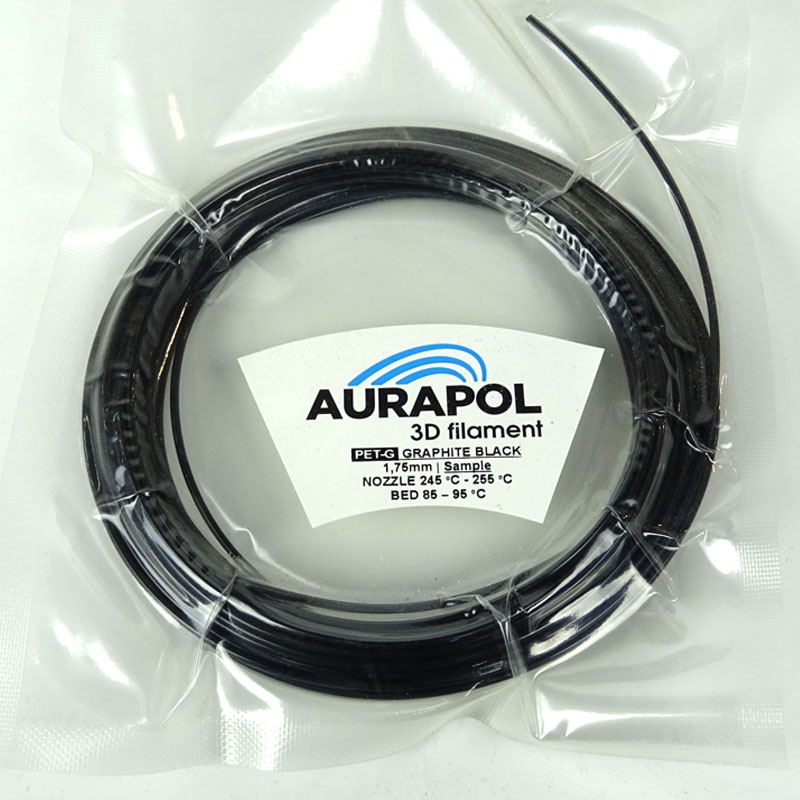 AURAPOL Vzorka PET-G 3D Filament Grafitová čierna 1,75 mm