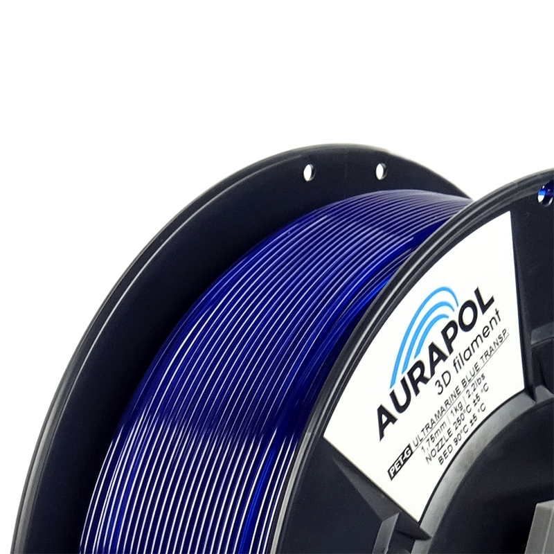 AURAPOL PET-G Filament Ultramarine Blue Transparent 1 kg 1,75 mm