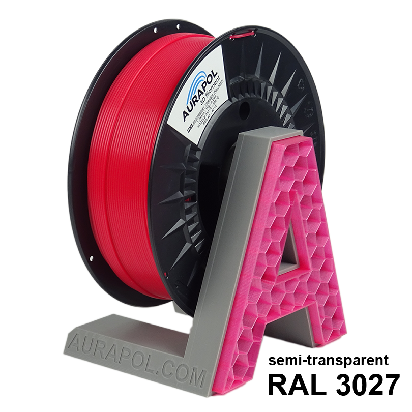 AURAPOL PLA 3D Filament Raspberry partially transparent 1 kg 1.75 mm
